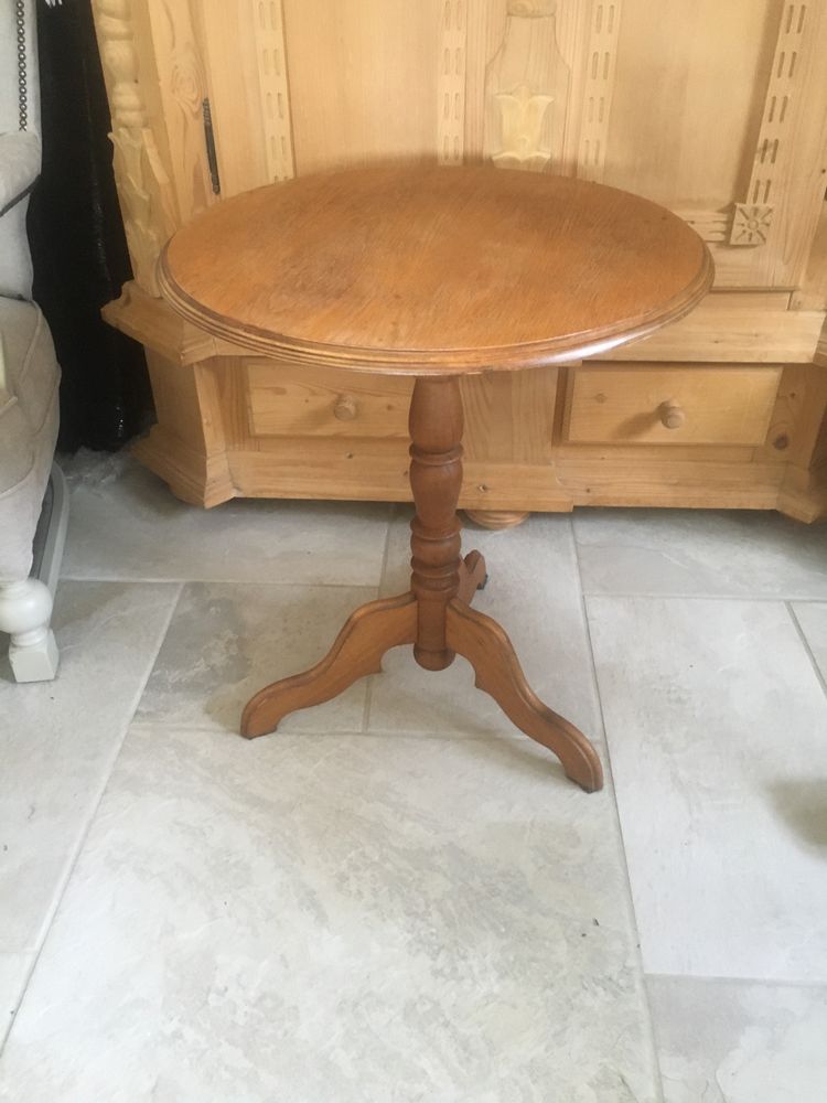 Stolik kawowy okrągły drewniany vintage wys 61 cm