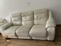 Zestaw skorzany sofa rozkladane podnozki