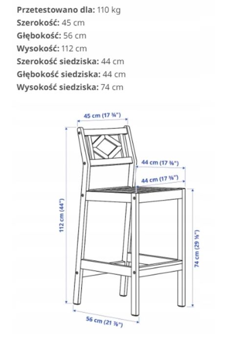 Krzesła stołki barowe hokery IKEA Bondholmen 4 sztuki NOWE! SZARE
