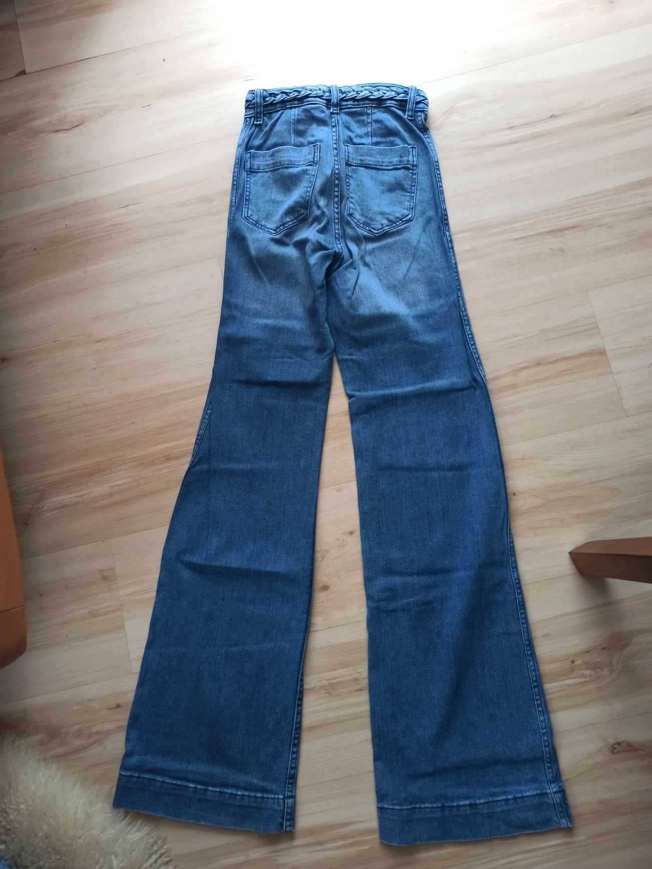 spodnie z szerokimi nogawkami 32 XXS dzwony jeansowe HM