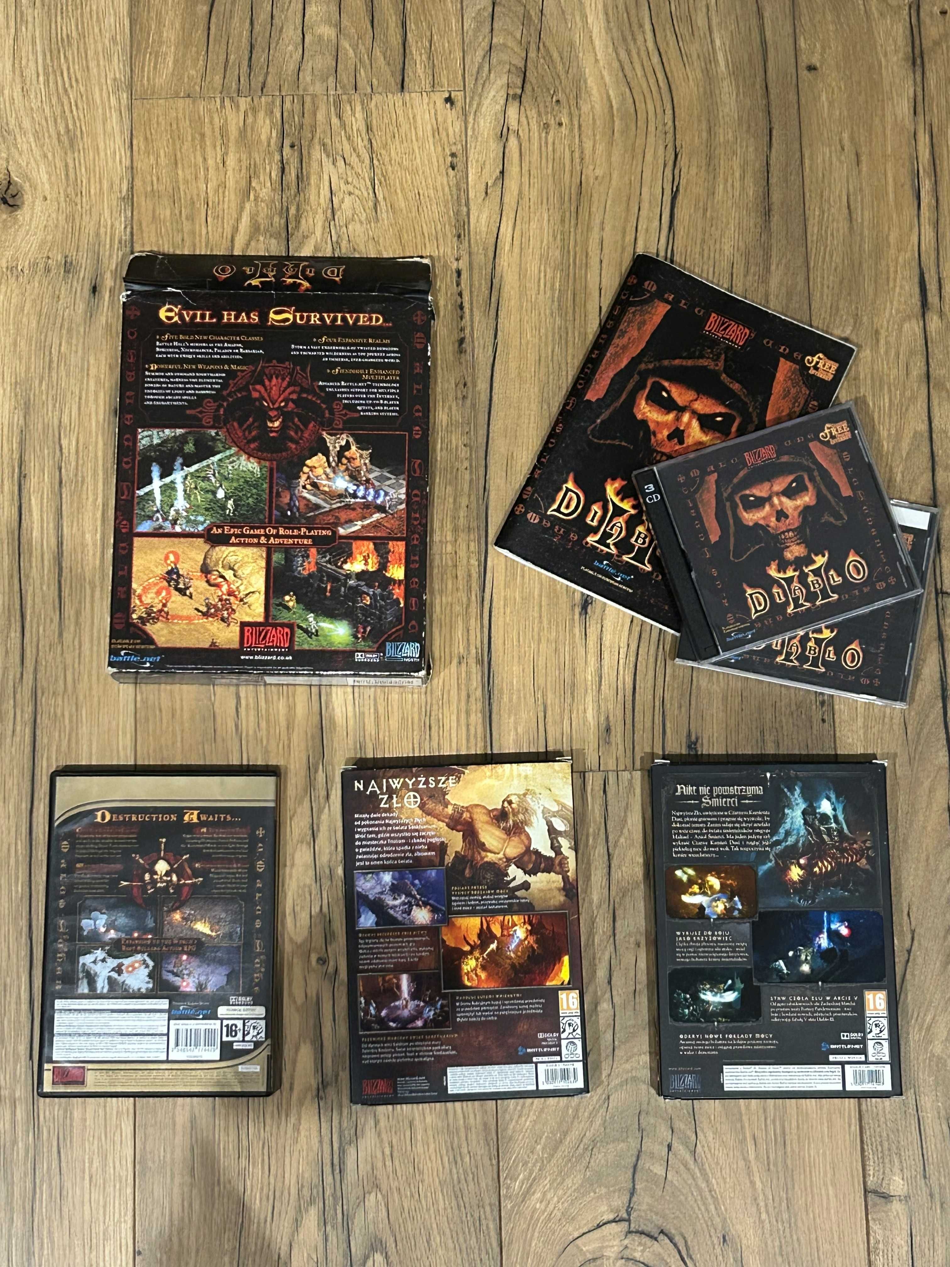 KOLEKCJA Zestaw gry DIABLO II + LOD , DIABLO III + ROS kultowa gra PC
