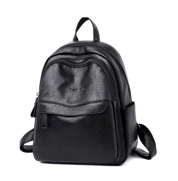 Рюкзак черный женский из эко-кожи, повседневная сумка