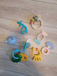 Zestaw 8szt zabawki gryzaki dla dziecka grzybek szczoteczka Mombella