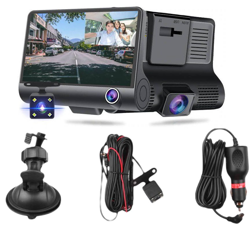Zestaw: Kamera Rejestrator Jazdy 3W1 Fullhd 1080P + Karta Pamięci 32Gb