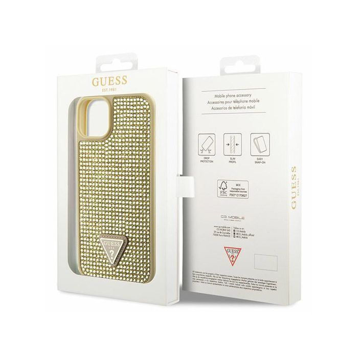 Guess Rhinestone Triangle - Etui Iphone 14 (Złoty)