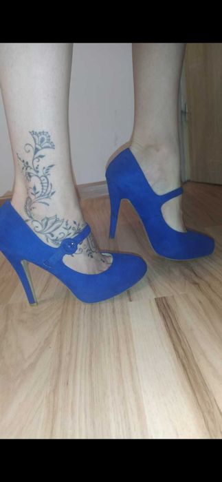 Czółenka, pantofle, niebieskie, 38