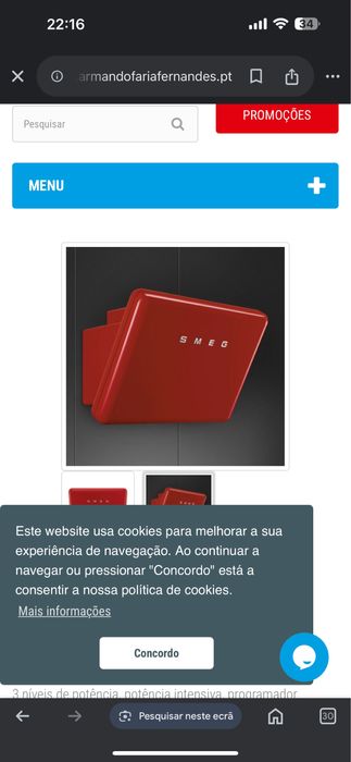 Exaustor SMEG Anni 50 KFAB75WH vemelho ( novo)