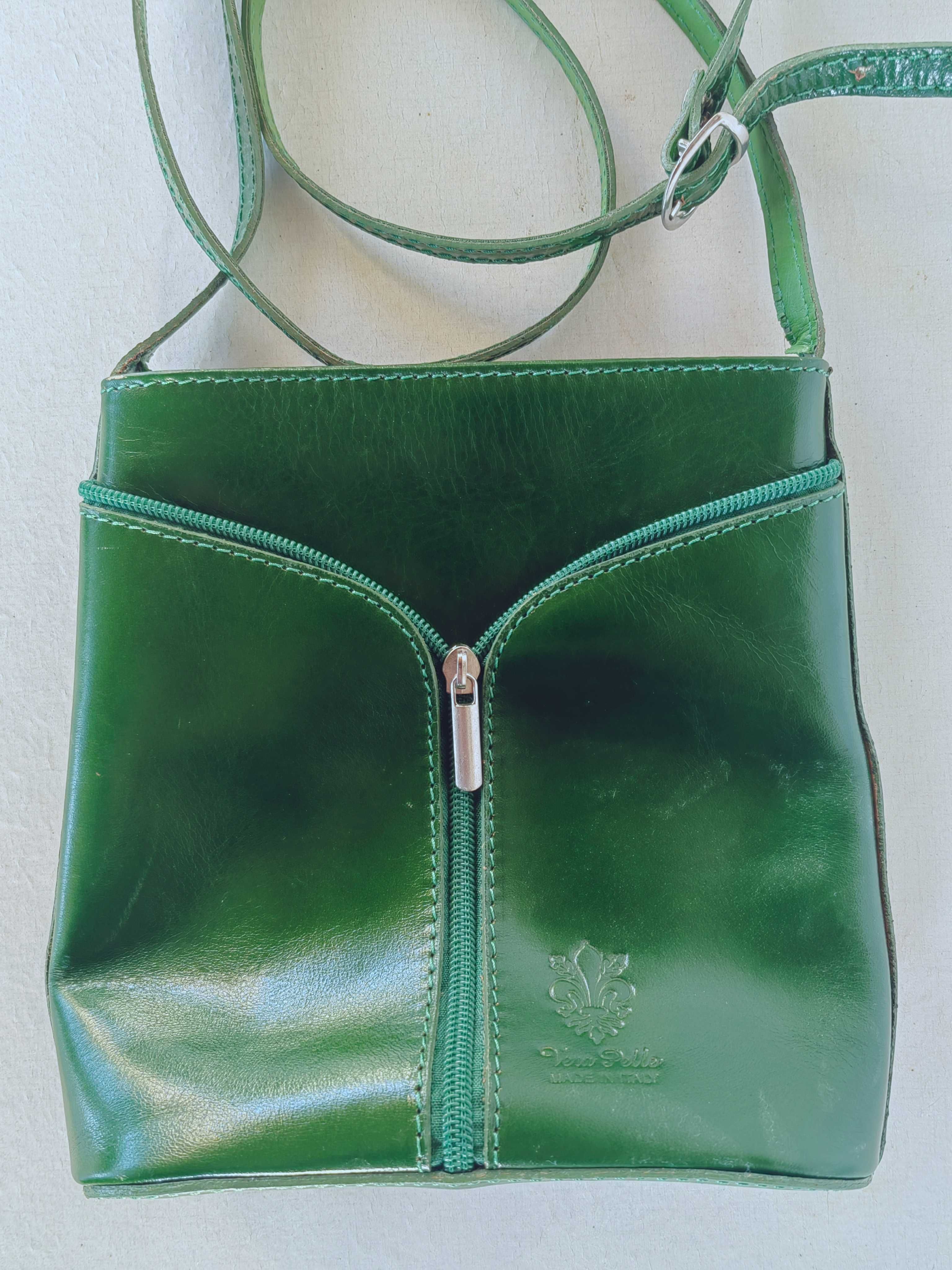 Bolsa De Couro Genuíno Das Mulheres, Verde, Itália