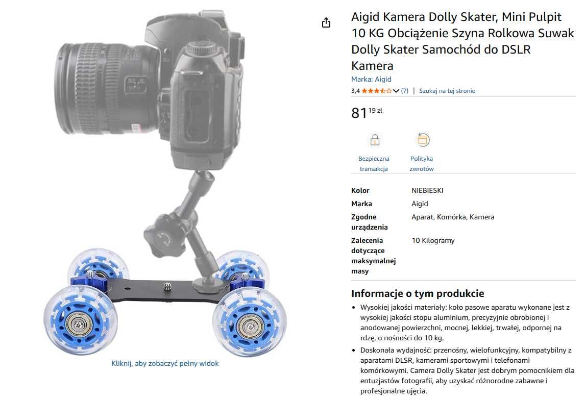 Wozek kamerowy | Slider na kółkach | Dolly cam