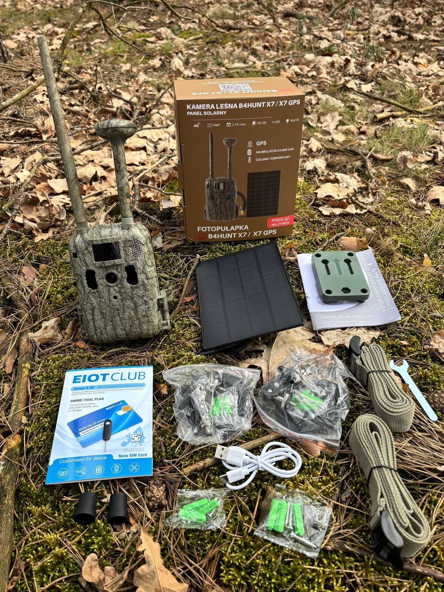 Fotopułapka B4HUNT X7 GPS +Panel solarny +24 000 mAh aku + karta 32 GB
