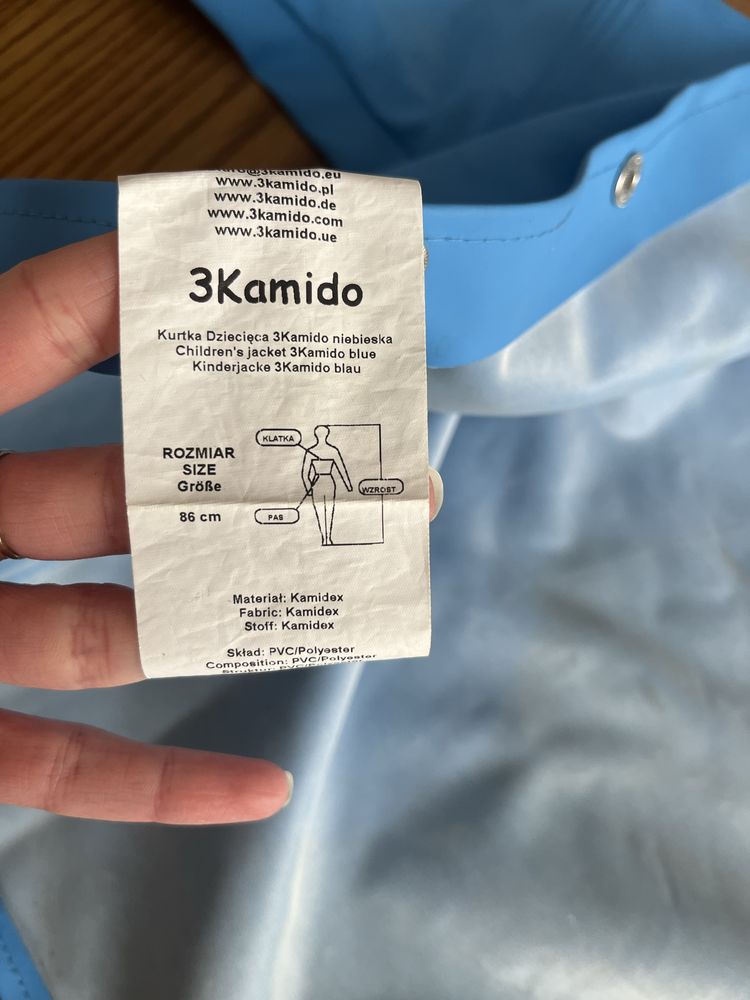 Gumowa kurtka przeciwdeszczowa 3kamido niebieska 86/92