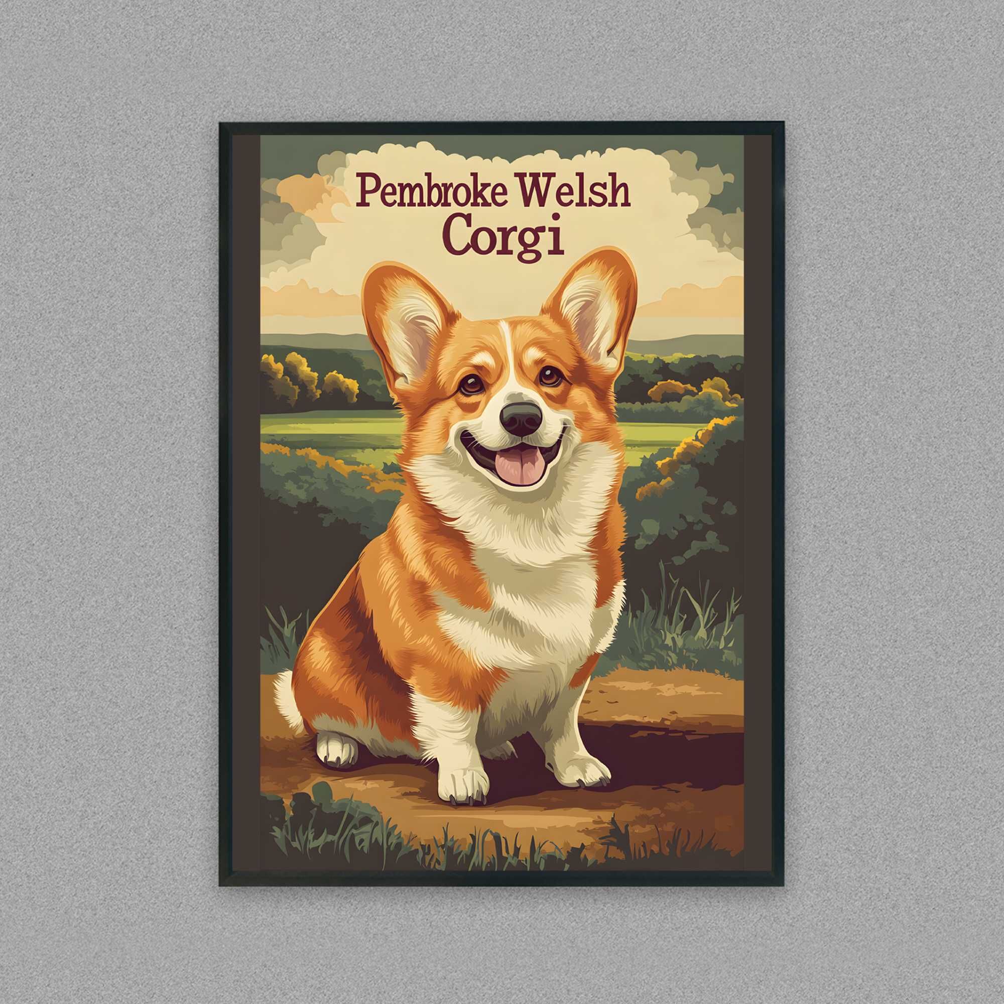 plakat  angielski pies, kolorowy plakat do salonu grafika pies