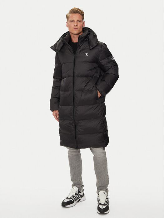 Płaszcz puchowy czarny logo Calvin Klein Jeans XS
