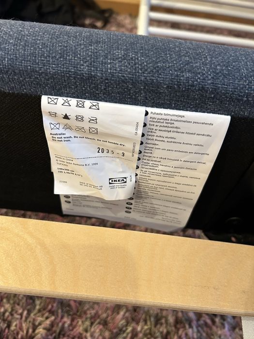 Cama 140x200cm estofada ikea azul-cinz nova ofert colchǎo