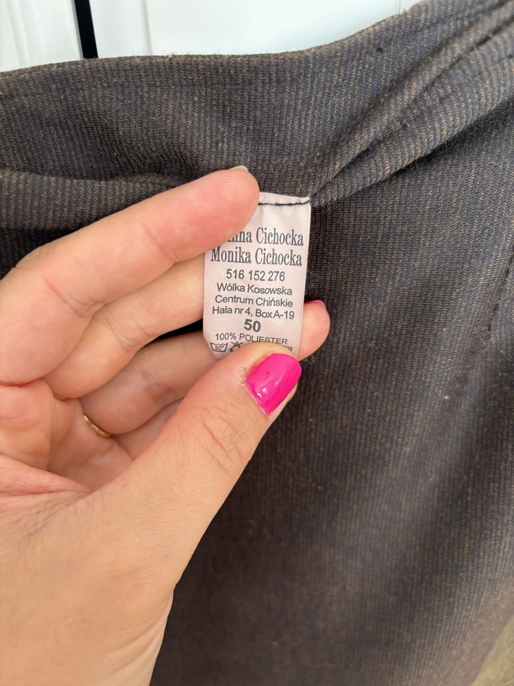 Kobieca spódnica damska w róże ołówkowa 44 brązowa jesienna jesień