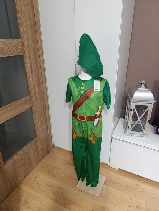 NOWY kostium strój przebranie PIOTRUŚ PAN SKRZATA ELFA 134/140 (304)