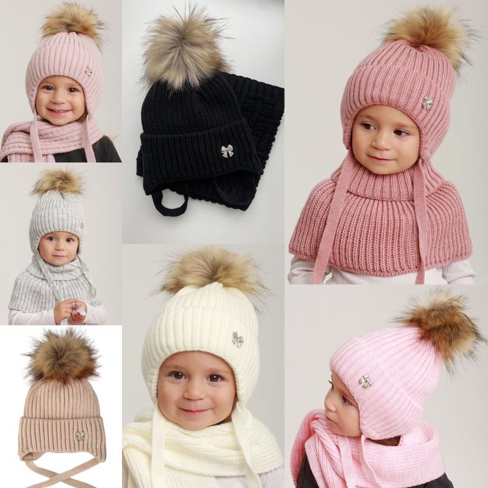 Тепла зимова шапкочка на флісі на 3-5 років 50 52 для дівчинки 98 104