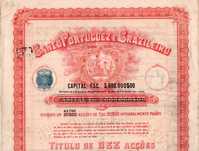 Título de 10 Acções - Banco Português Brasileiro (1919)