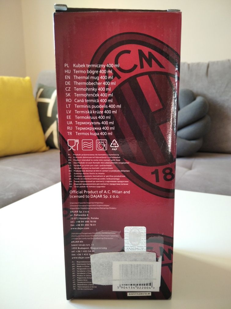 AC Milan Kubek termiczny 400ml - oficjalny produkt Rossoneri - nowy