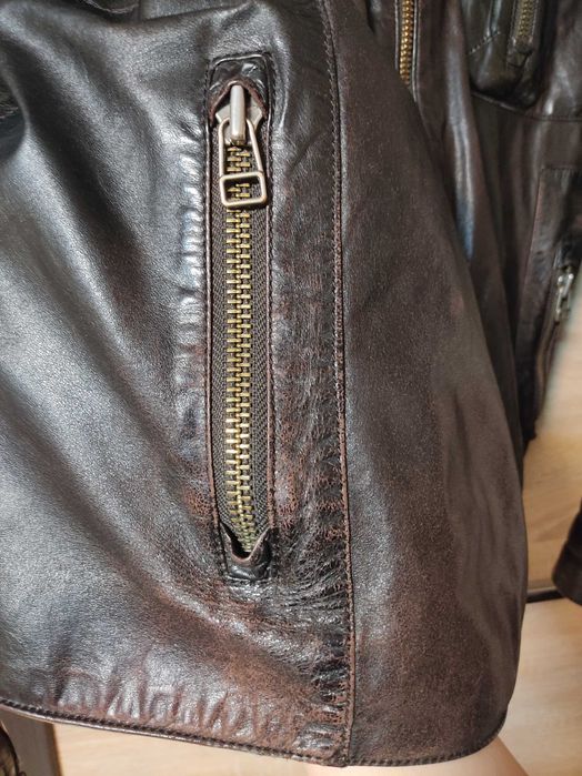 Чоловіча дублянка шкіряна зимова курка L, XL