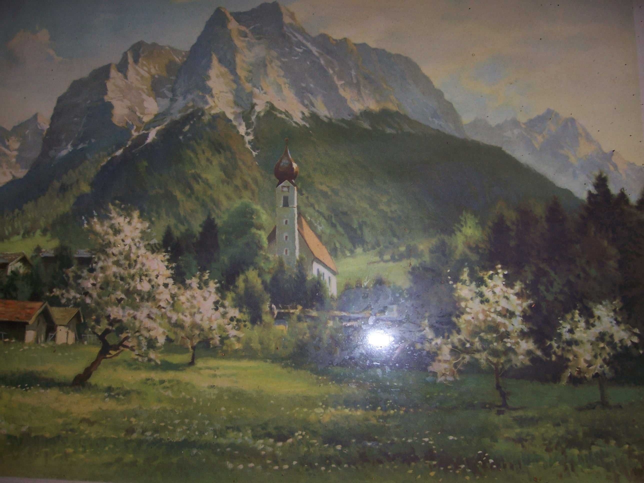 Quadro com moldura em madeira maciça e trabalhada