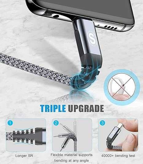 Kabel USB C 2szt  3M  3.1A wzmocniony szybkie Iphone 15 Samsung nr40