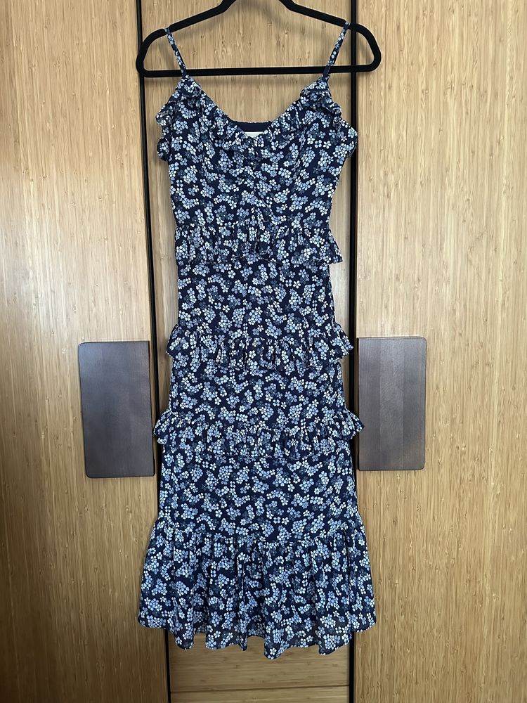 Michael Kors sukienka georgette w kwiaty falbanki r XS