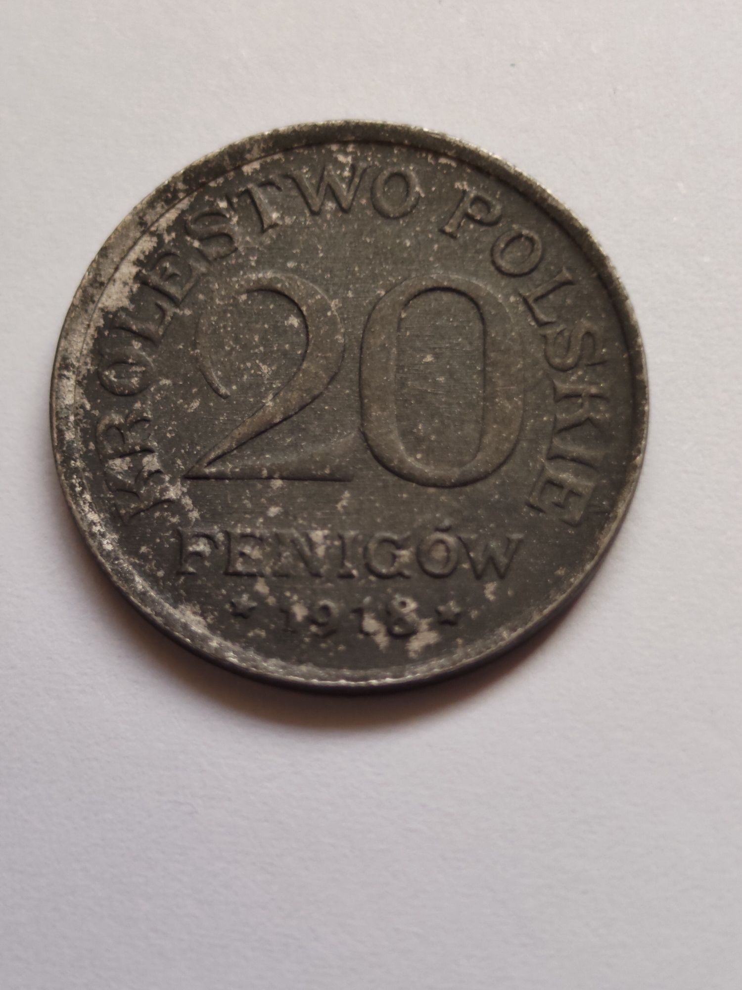 Moneta 20 fenigów 1918 Królestwo Polskie