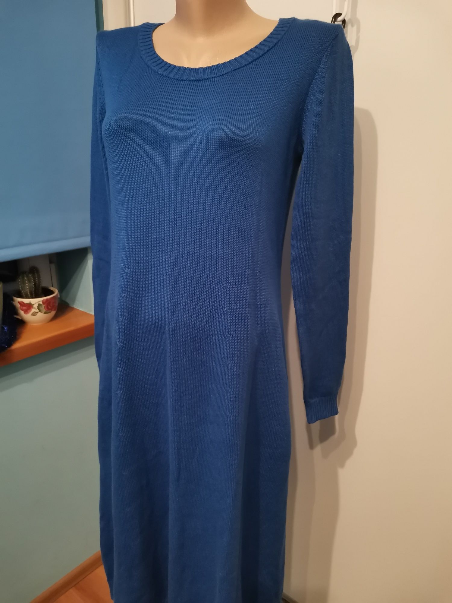 Bonprix Collection dzianinowa sukienka damska rozm 36/38, niebieska