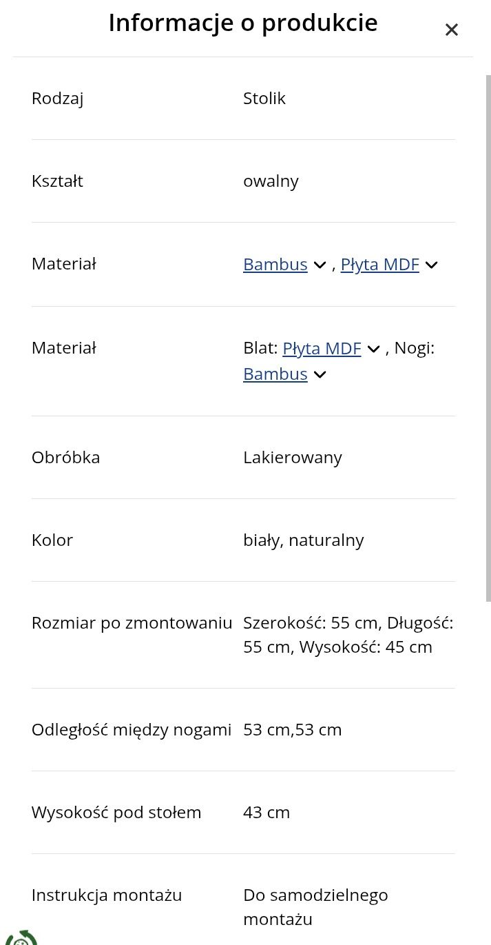 Stolik Jysk TAPS 55x55 biały/bambus