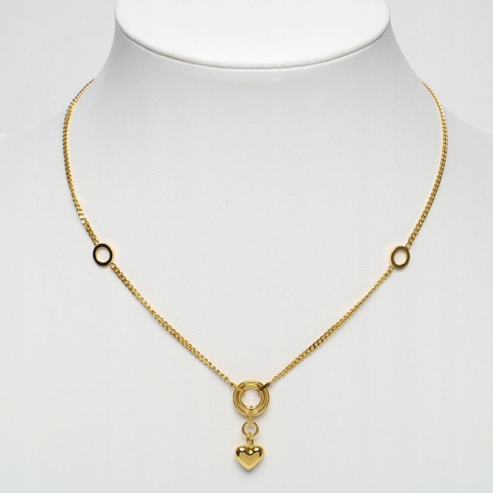 Celebrytka Łańcuszek Kółka Serce Wiszące 409