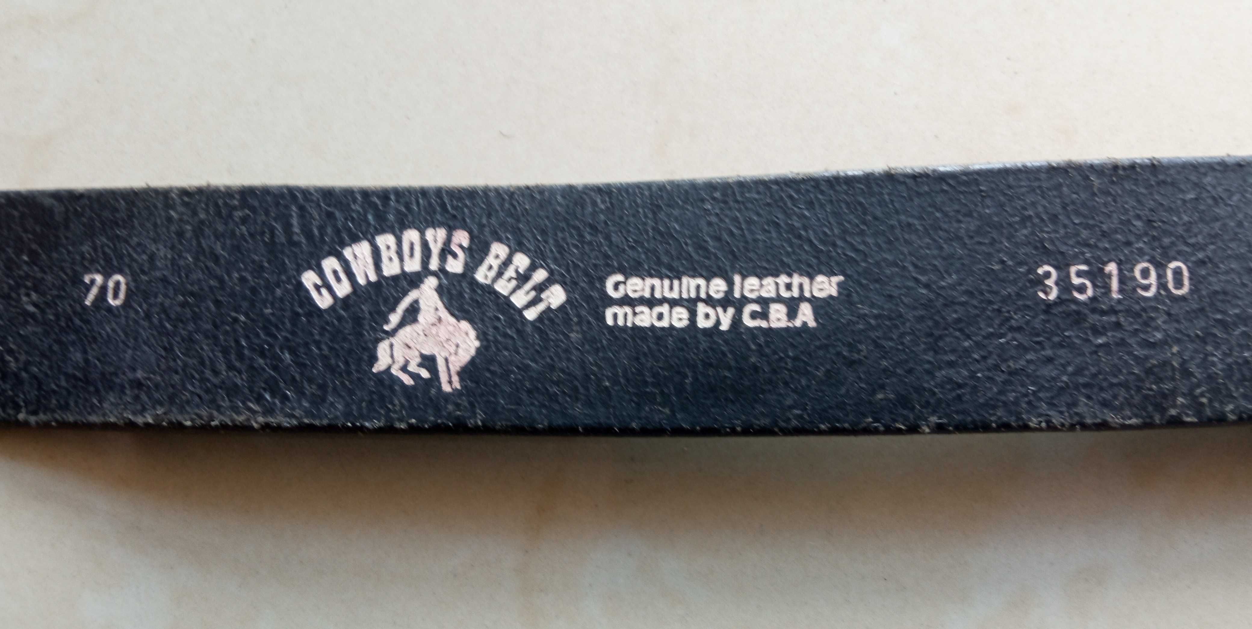 Cowboys Belt pas czarny skóra naturalna 83 cm