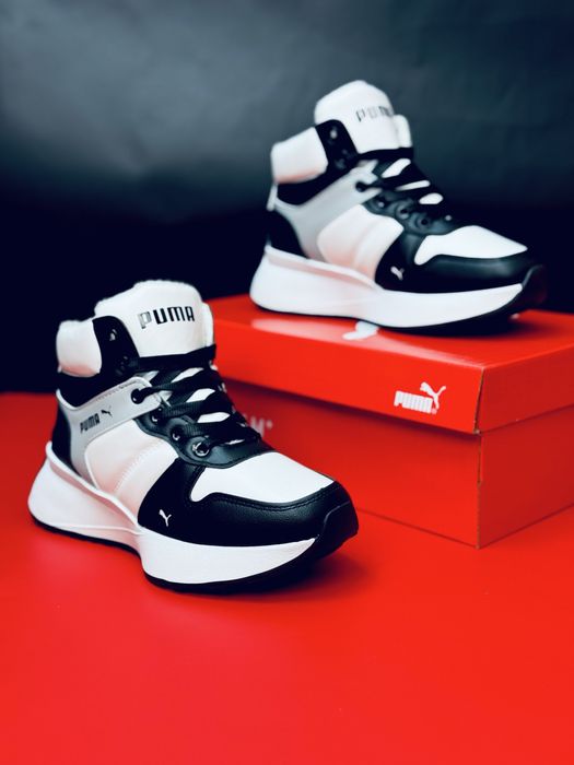 Успей до зимы -70%  Кожаные кроссовки Puma зимние на меху утепленные