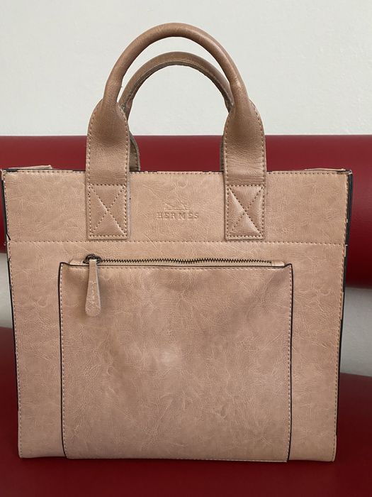 Бежевая женская кожанная (нат) сумка Эрмес  новая