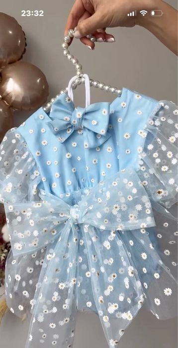 Дитяча голуба сукня з бантиком