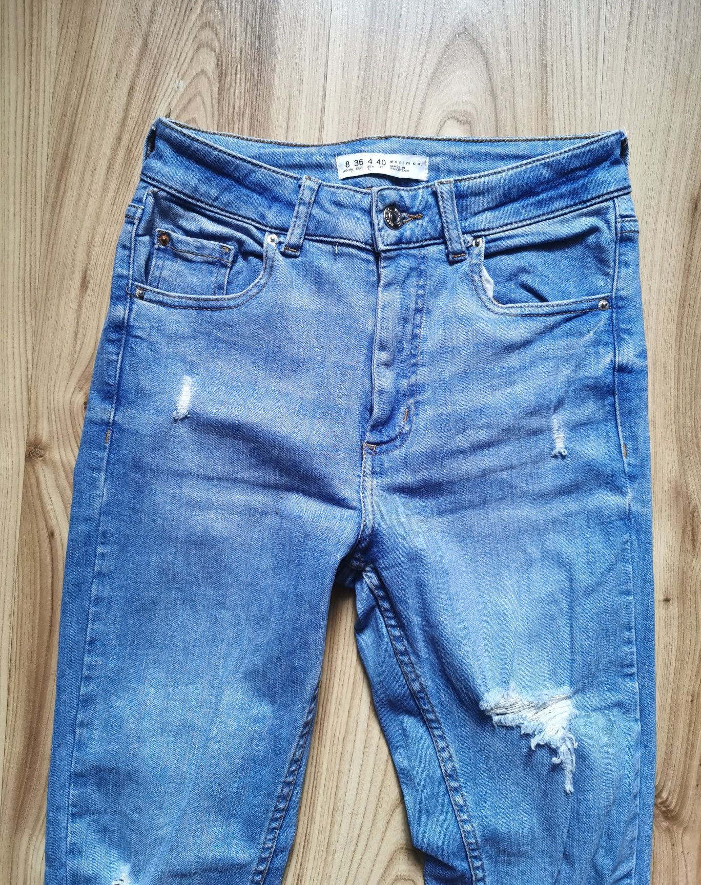 Spodnie jeansowe Rurki wysoki Stan roz. 36 S Primark dziurawe