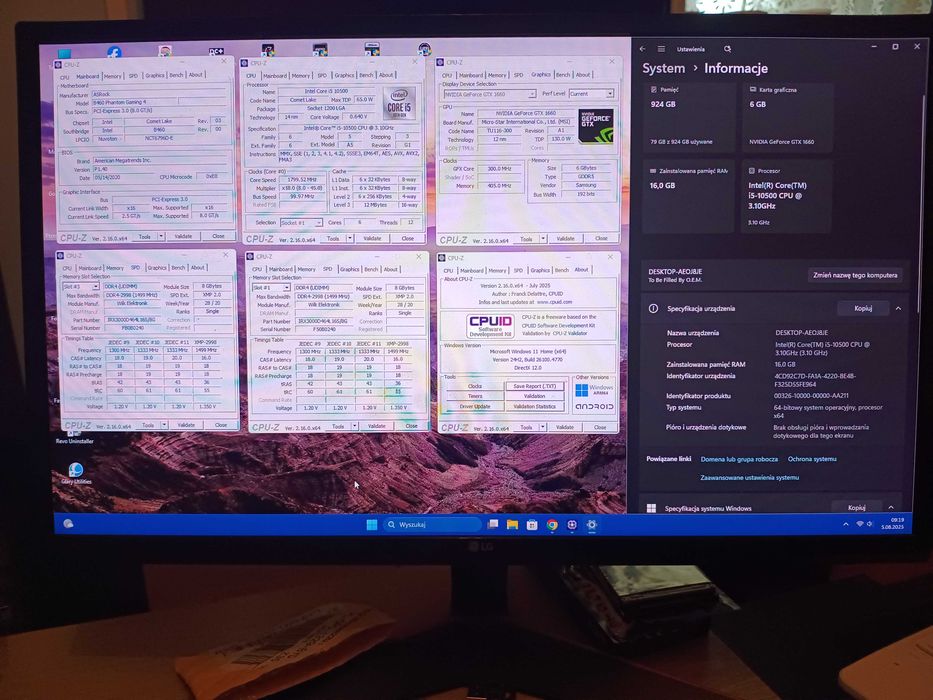Komputer gamingowy i5-10500/GTX 1660/16GB/2xSSD/Win11/Wi-Fi6