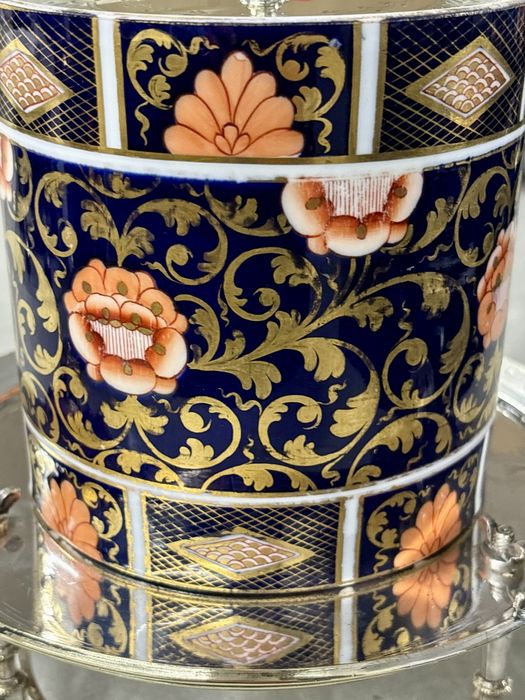 Pojemnik porcelanowy Spode Imari ze stojakiem Evans & Matthews XIX w