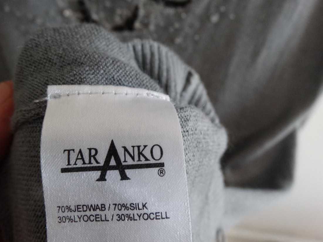 Sweter Taranko Jedwabny Zdobiony Szary Dekolt w Serek