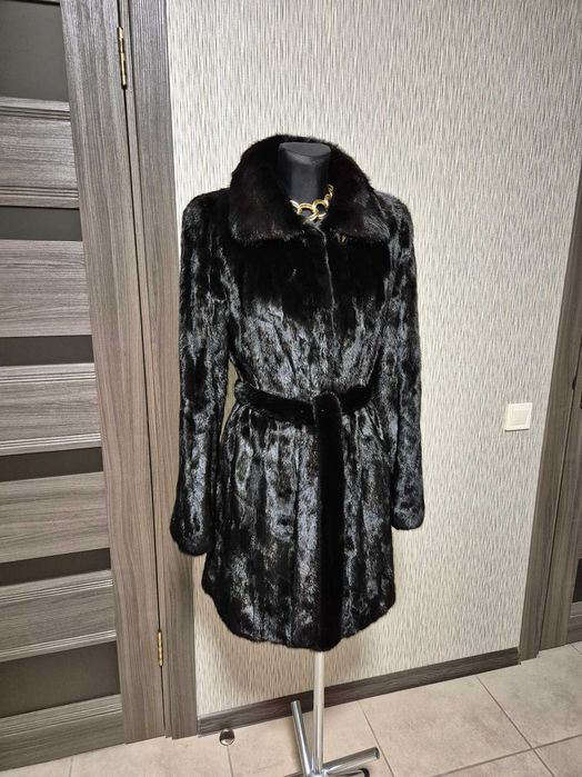 Норкова шуба з поясом. Автоледі. Полушубок. Норка натуральна