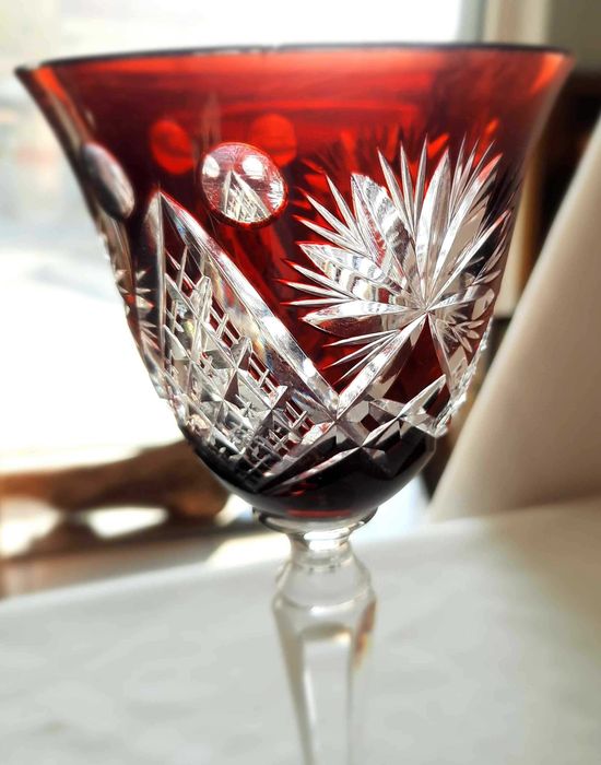 Huta Józefina Szklarska Poręba Rubinowy Kielich do Wina ok. 1920