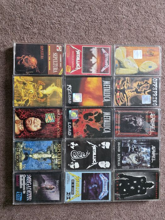 Zestaw kaset. Metallica, Sepultura, Samael, Korn