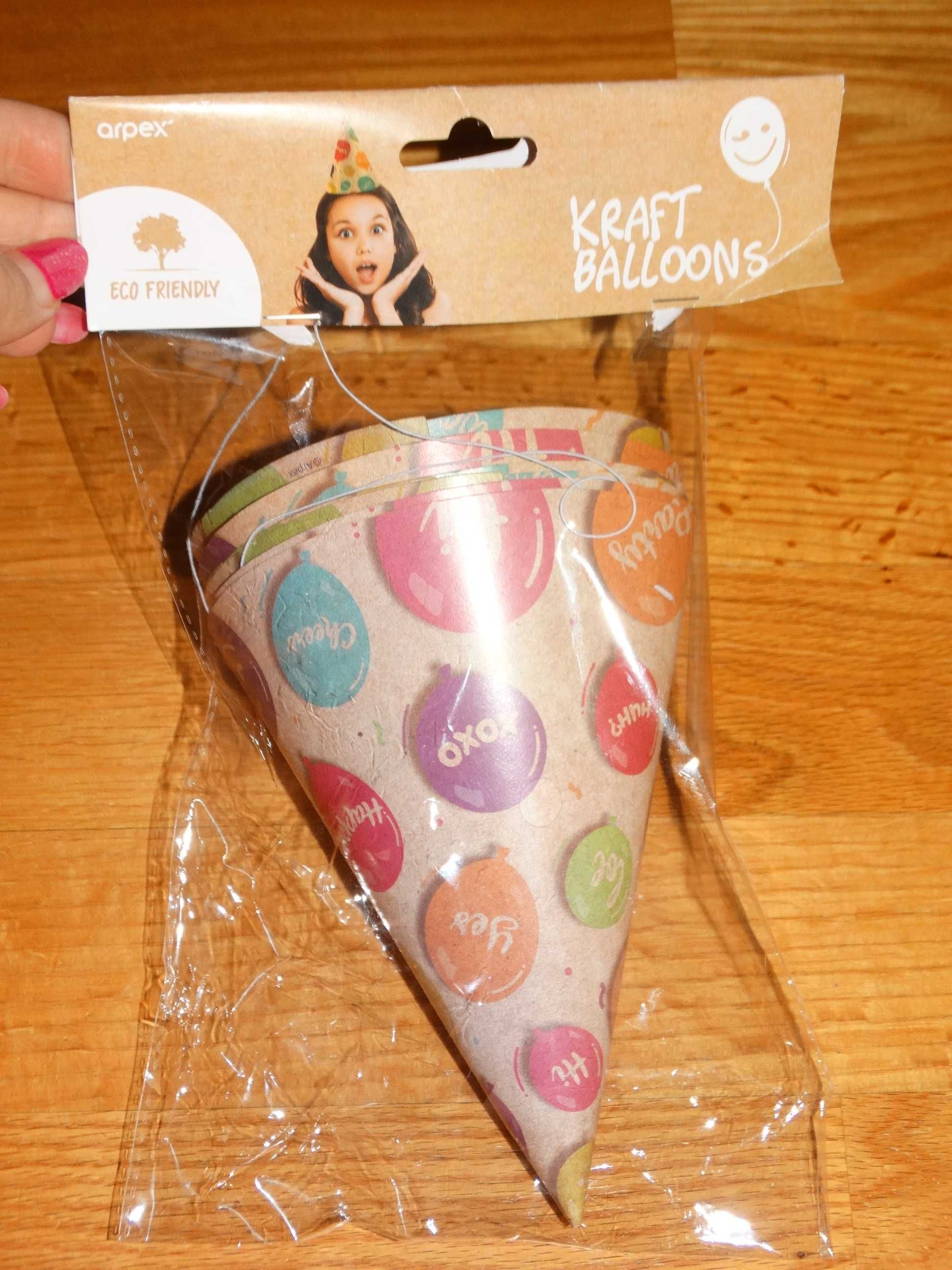 Party Time Czapeczki urodzinowe papierowe Kraft Balloons Zestaw 6 szt