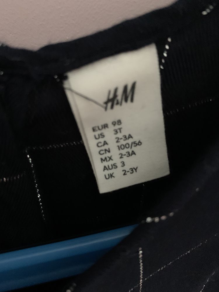 H&M sukienka granatowa z srebną nitką jak nowa 98