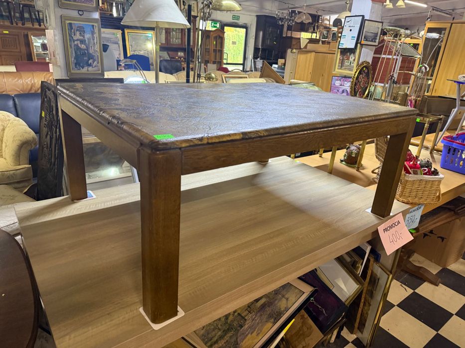 Stylowa drewniana ława + blat z prawdziwego kamienia STOLIK - DOWÓZ