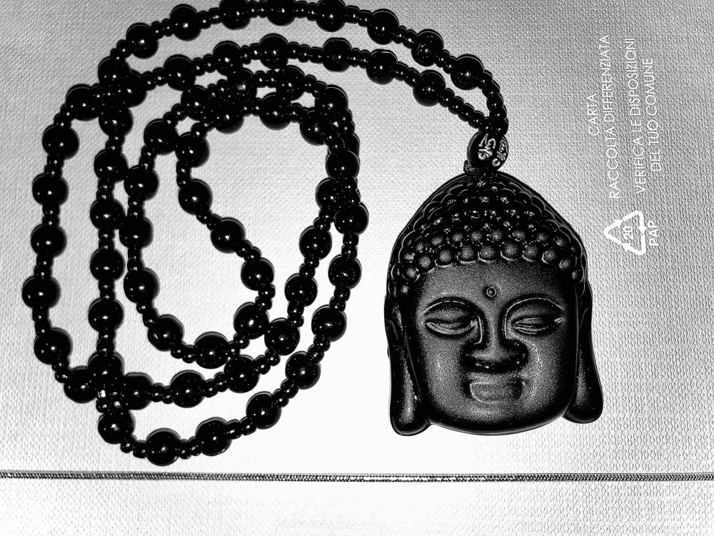 Naszyjnik tybetański Budda Buddha Tybet Laos czarny duży amulet reiki