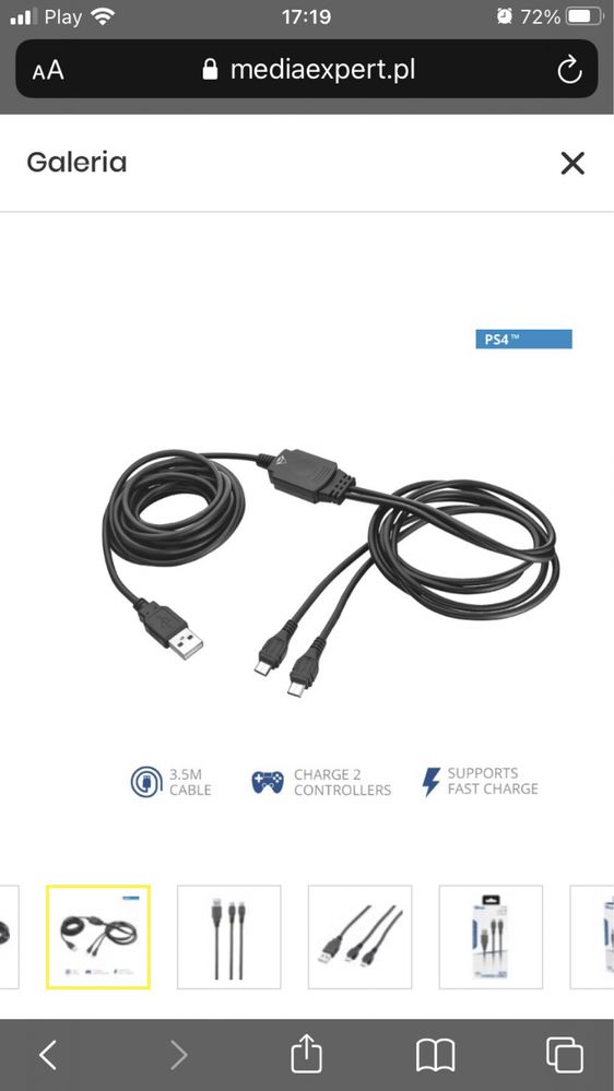 Kabel TRUST do ładowania 2x padów Ps4 USB