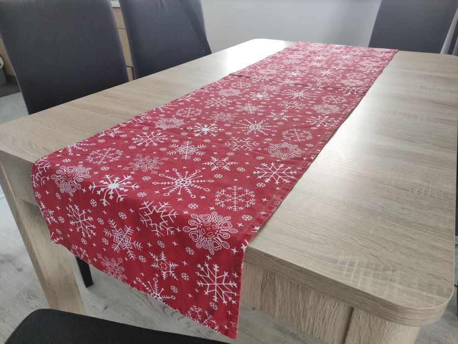 Bieżnik świąteczny obrus 168x42 bawełniany gwiazdkowy