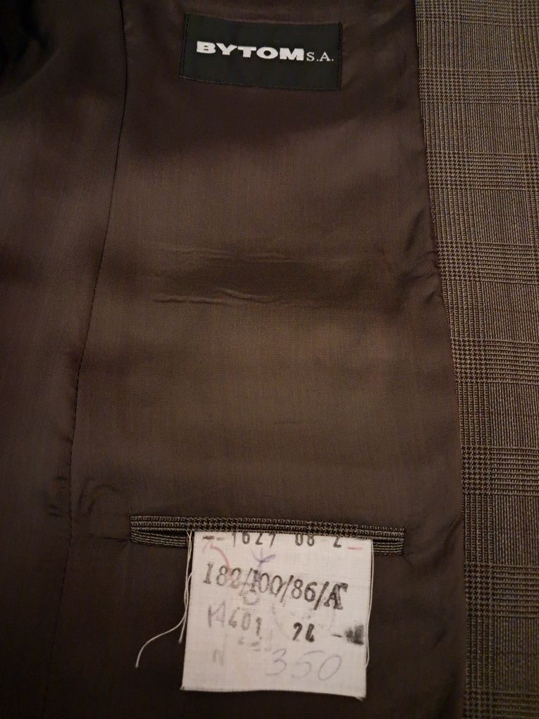 Marynarka Bytom 182 / 100 / 86 Jasny brąz Krata W kratę Męska