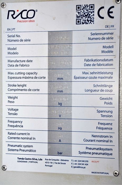 Nożyce Gilotynowe RICO HGR 310 MATIC CNC jak NOWE Gilotyna